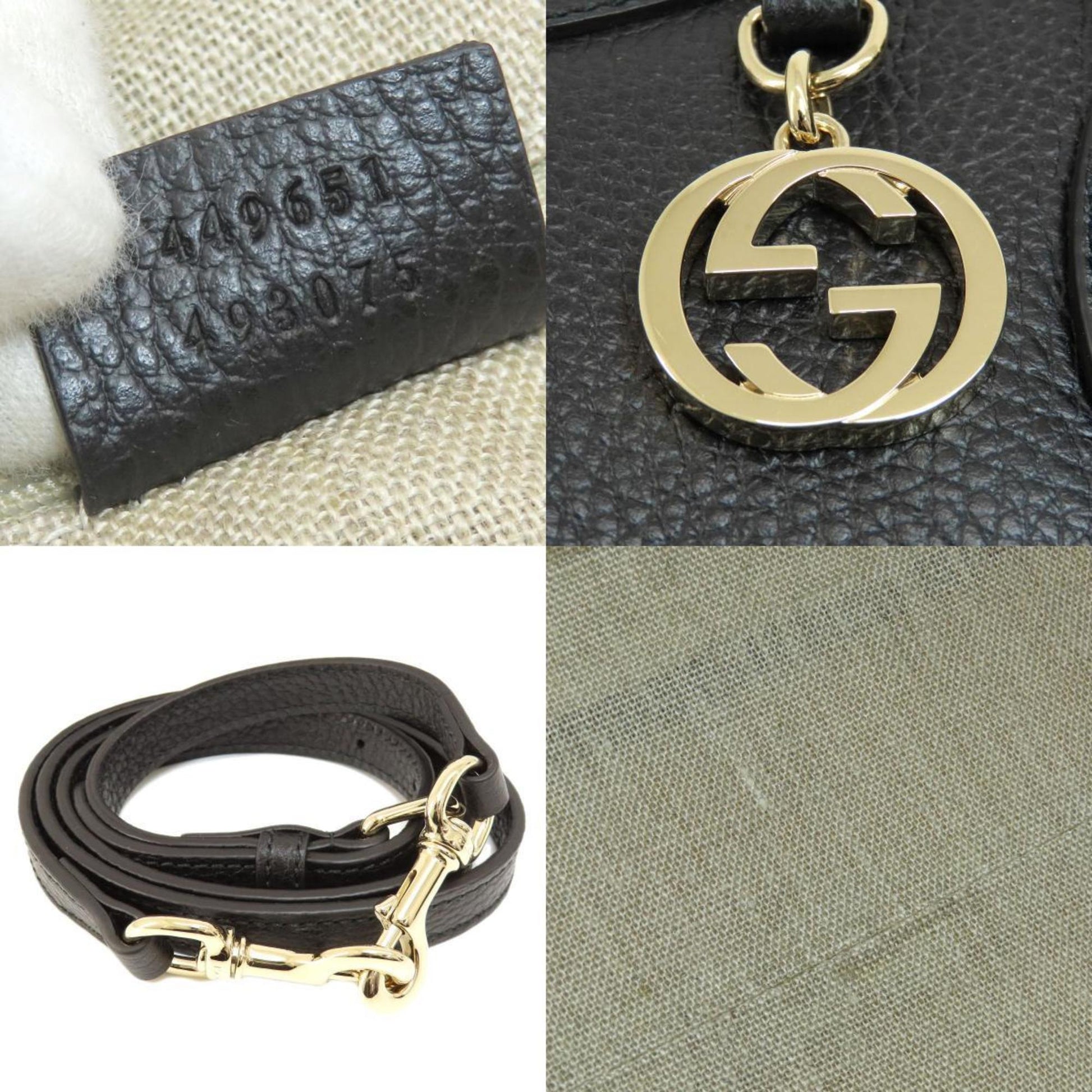 Gucci --, Black, Leather, tote