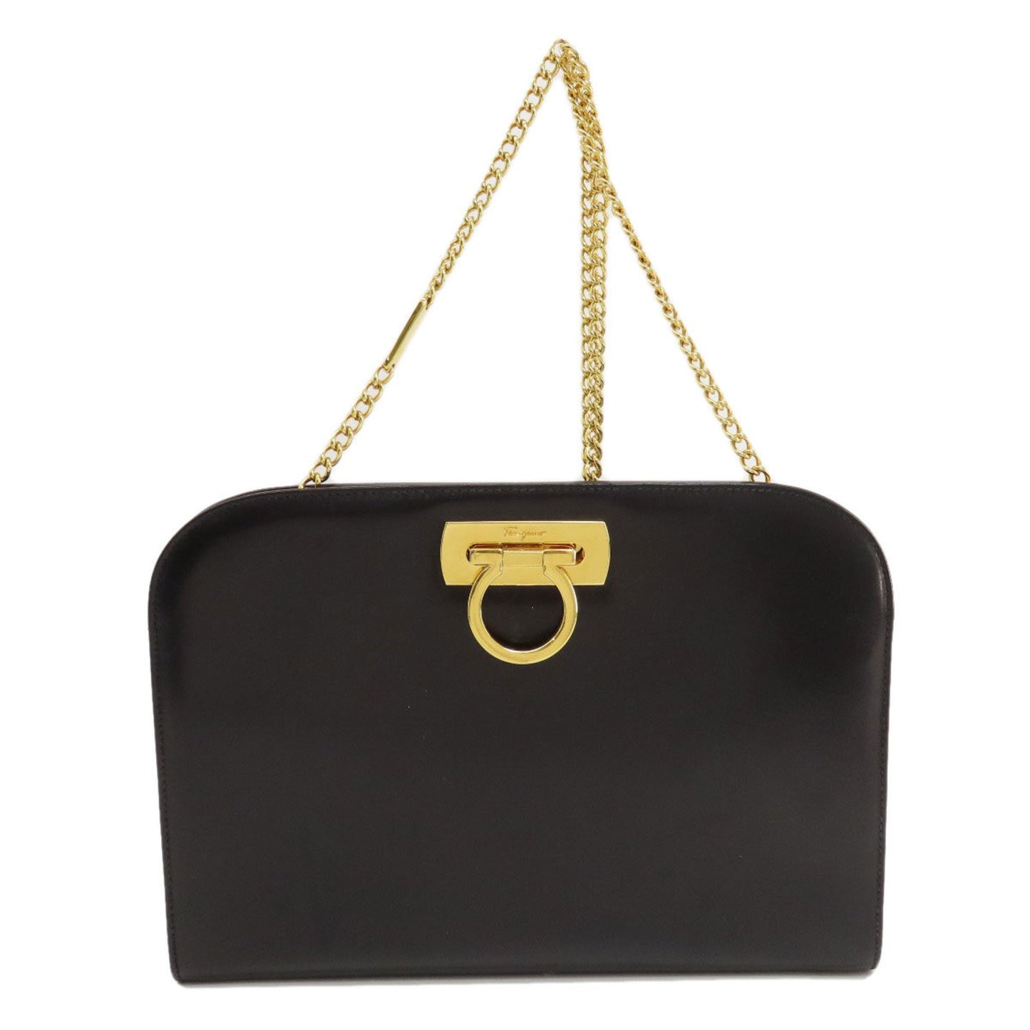 Salvatore Ferragamo Gancini, Black, Leather, shoulder