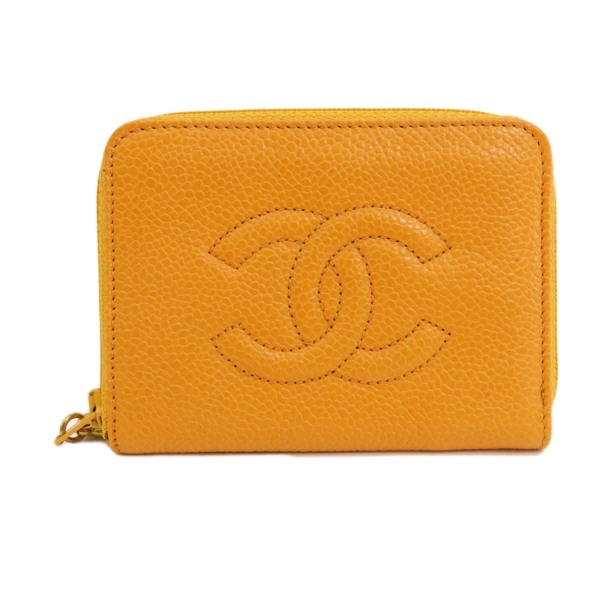 Chanel Logo CC, Orange, Leather, wallet