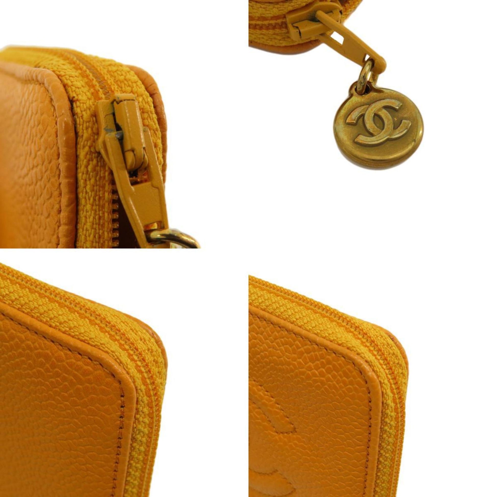 Chanel Logo CC, Orange, Leather, wallet