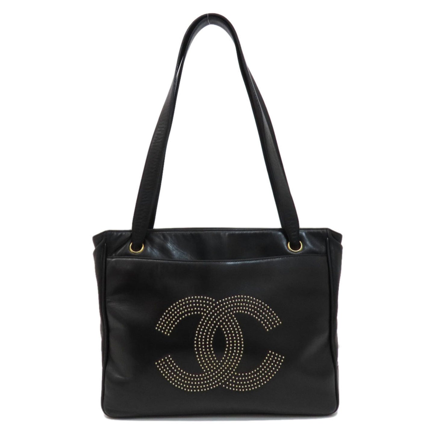 Chanel Coco Mark, Black, Leather, tote