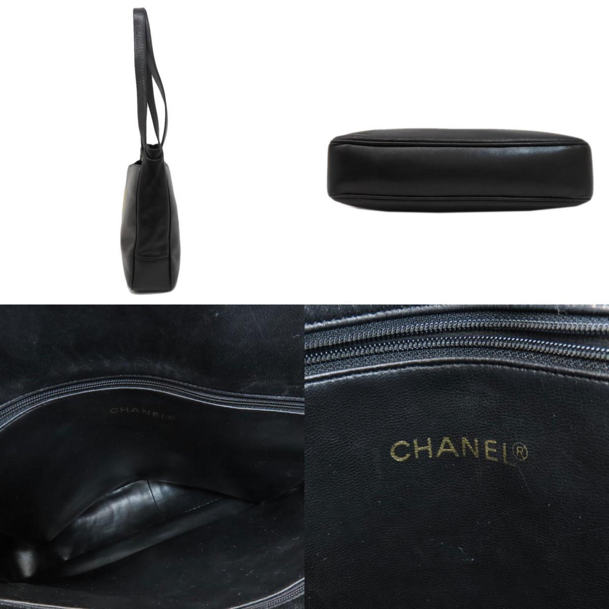 Chanel Coco Mark, Black, Leather, tote