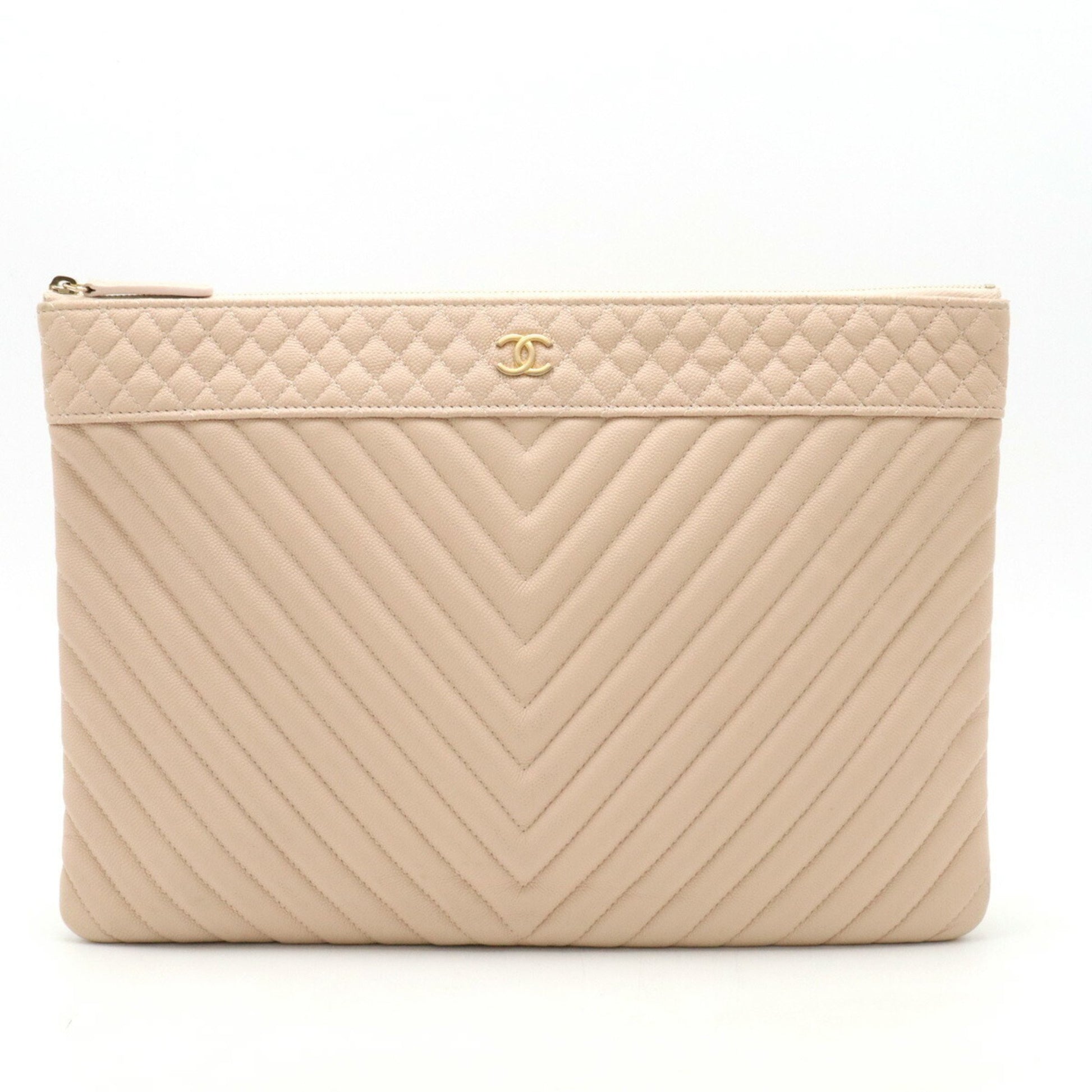 Chanel Chevron, Pink, Leather, clutch