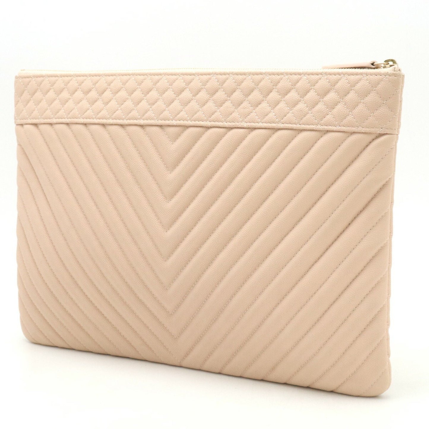 Chanel Chevron, Pink, Leather, clutch