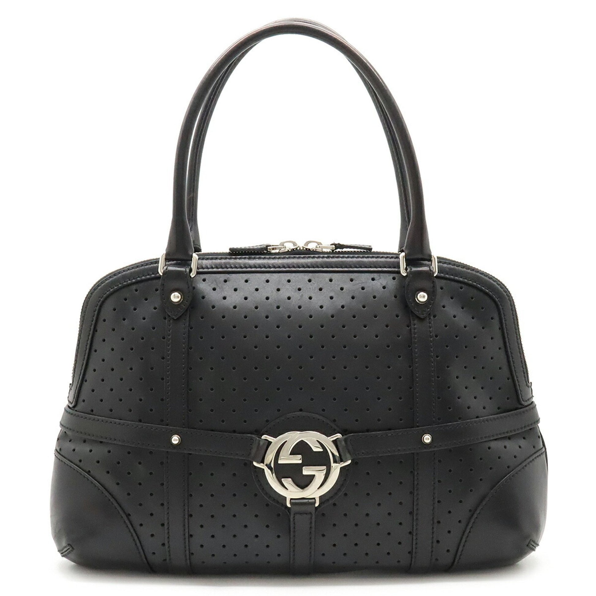 Gucci Interlocking G, Black, Leather, handbag