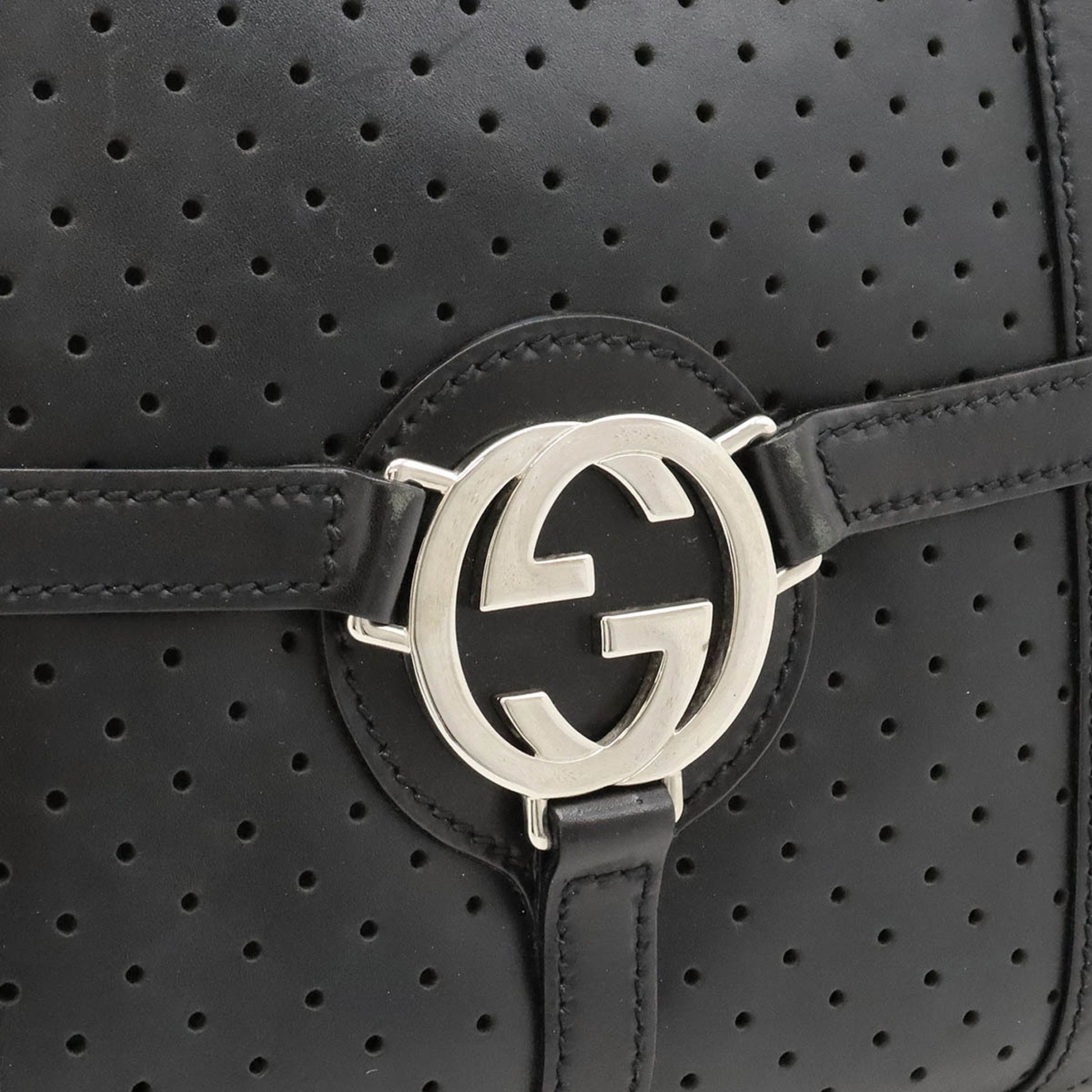 Gucci Interlocking G, Black, Leather, handbag