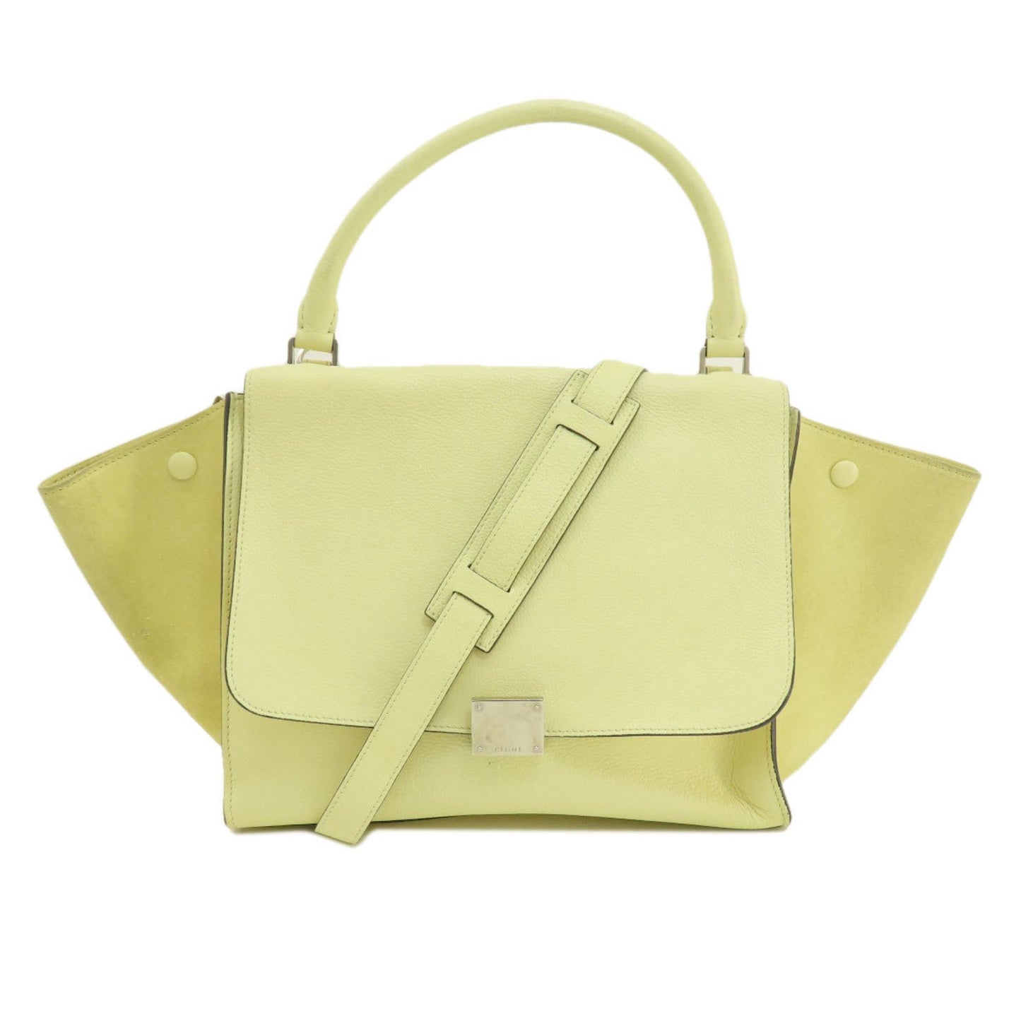 Céline Trapèze, Yellow, Leather, handbag