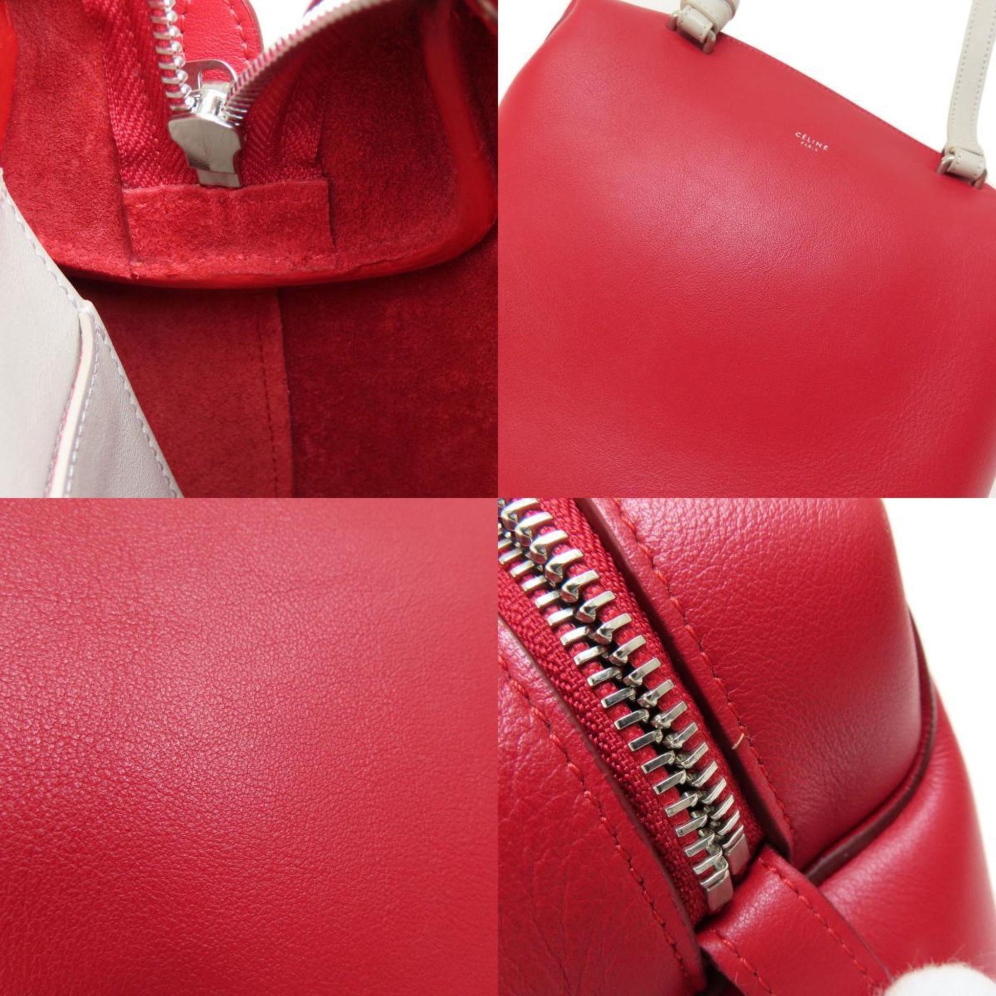 Céline Soft Cube, Red, Leather, handbag