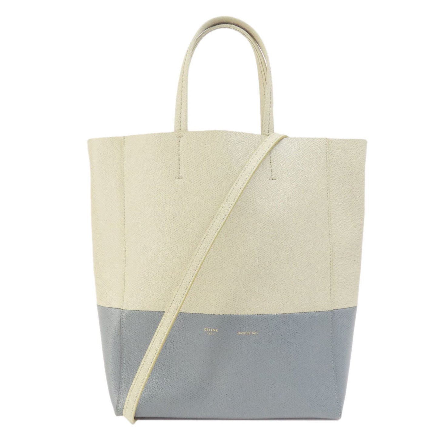 Céline Vertical Cabas, Blue, Leather, tote