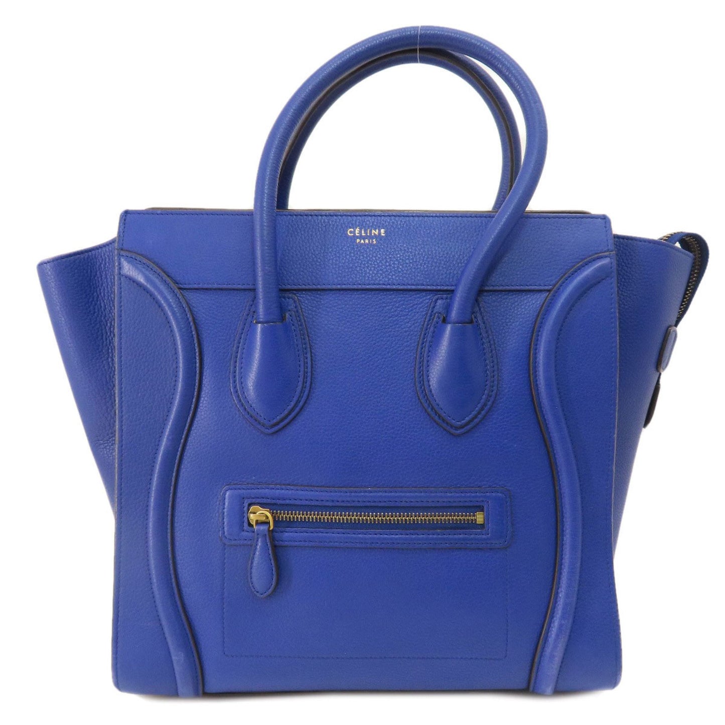 Céline Luggage, Blue, Leather, tote