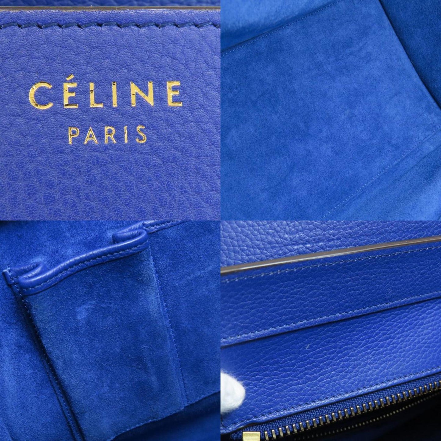 Céline Luggage, Blue, Leather, tote