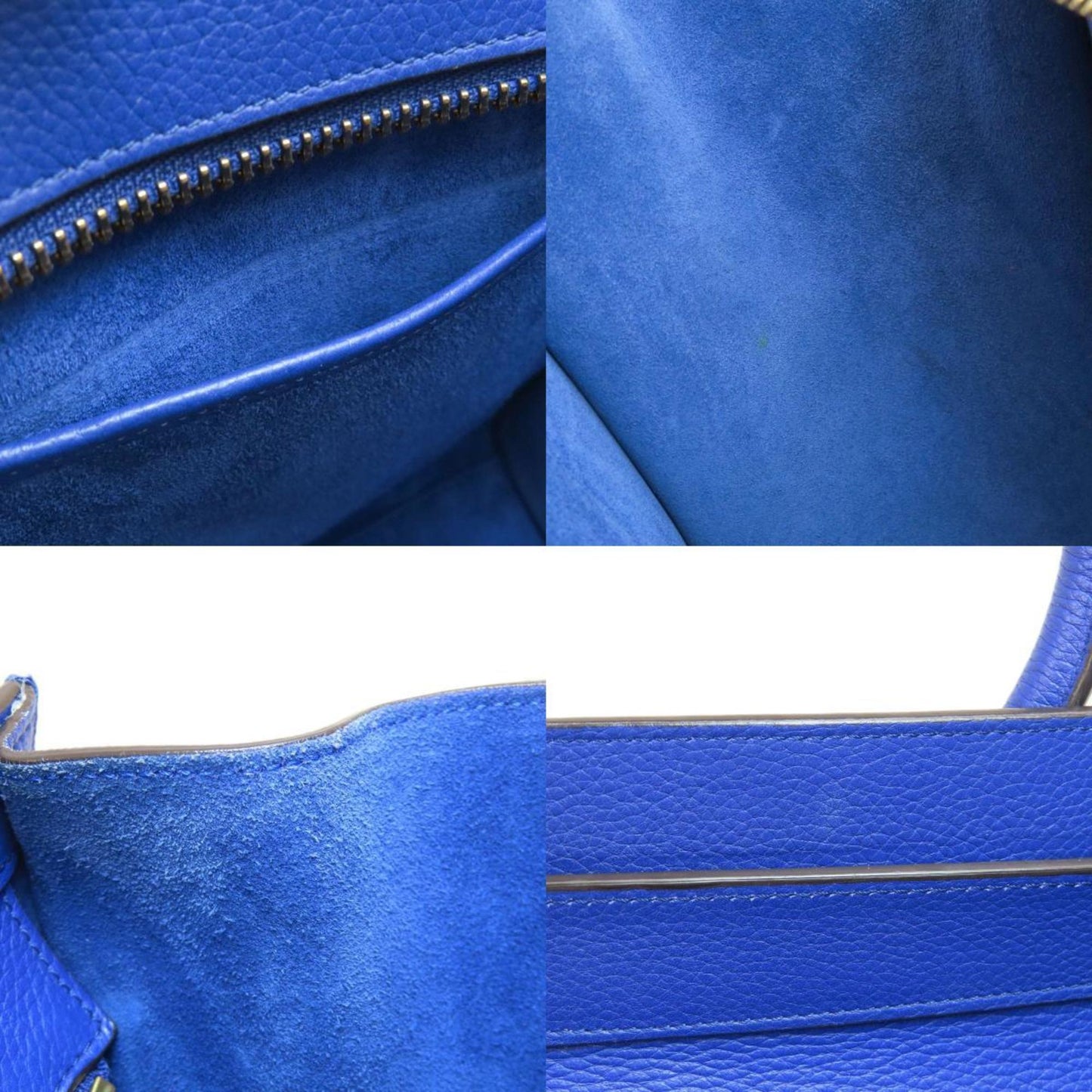 Céline Luggage, Blue, Leather, tote