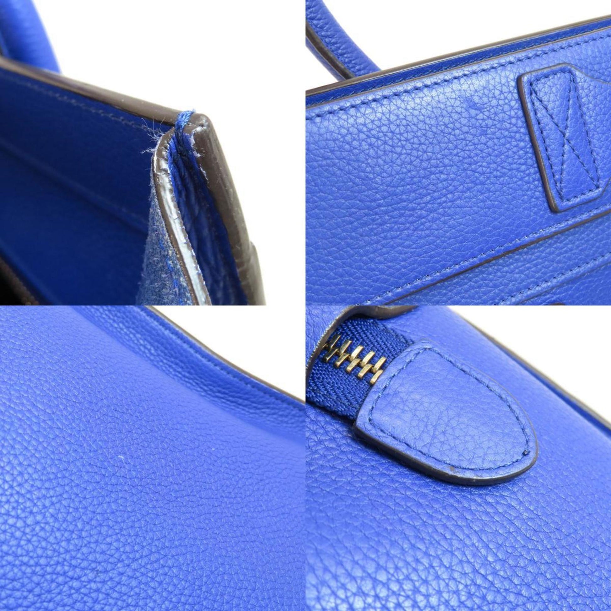 Céline Luggage, Blue, Leather, tote