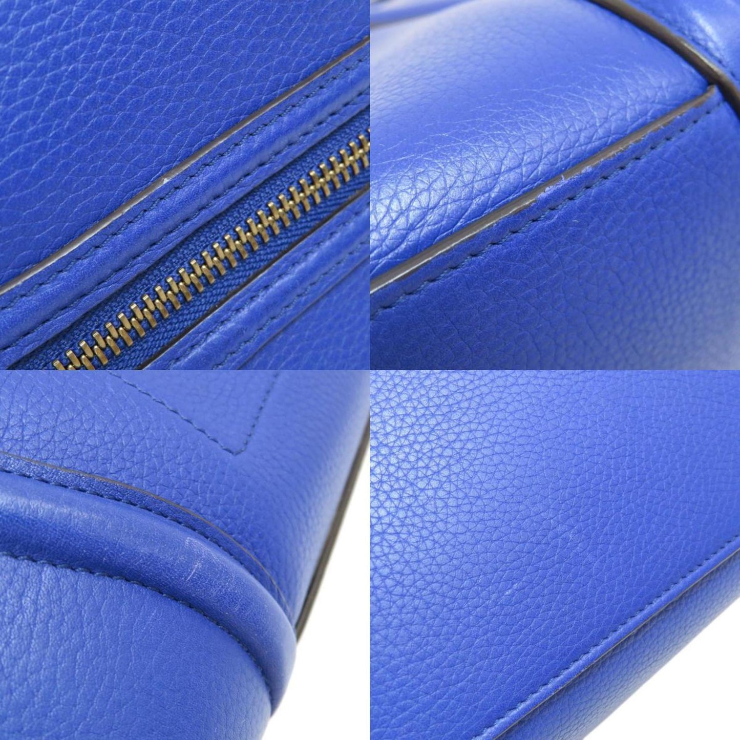 Céline Luggage, Blue, Leather, tote