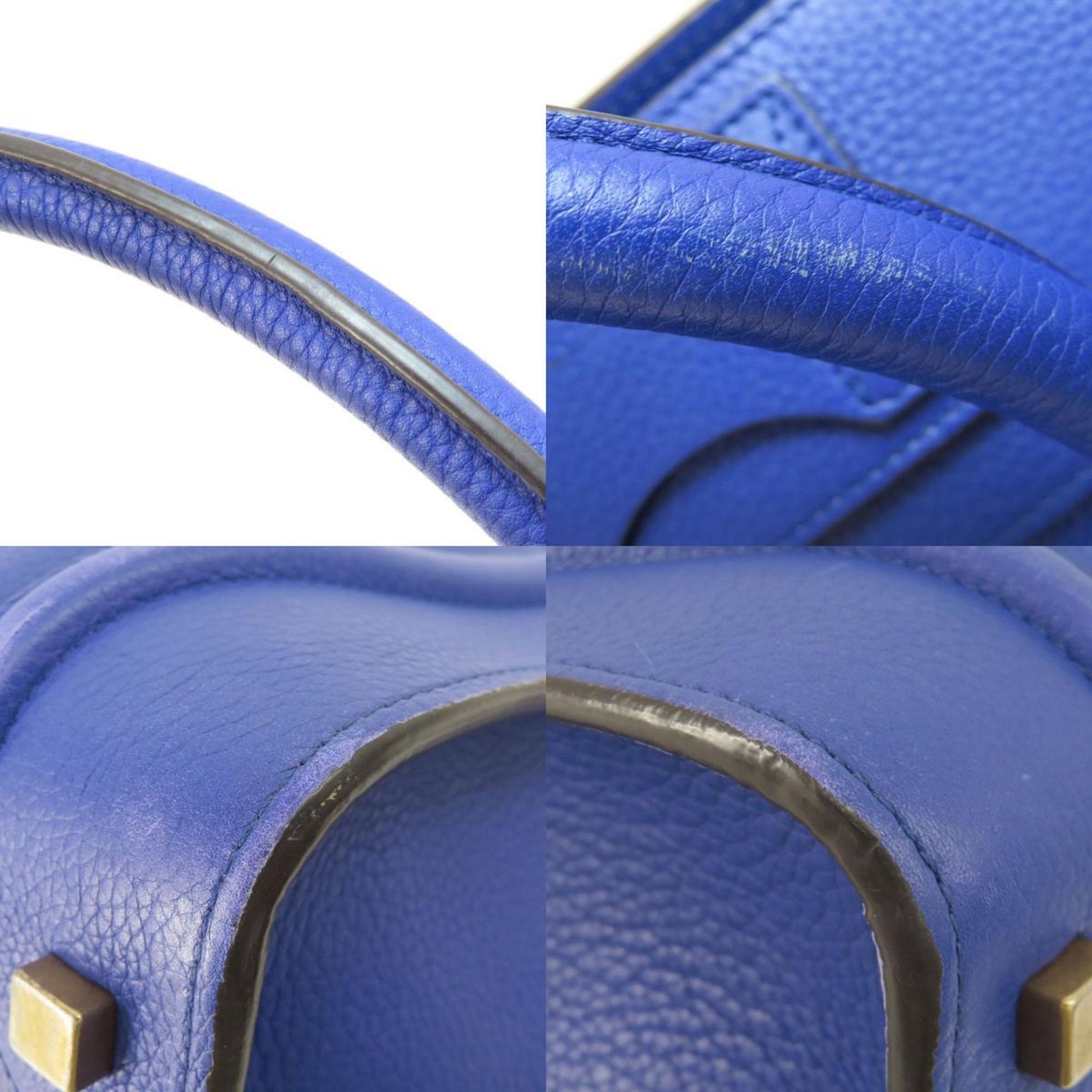 Céline Luggage, Blue, Leather, tote