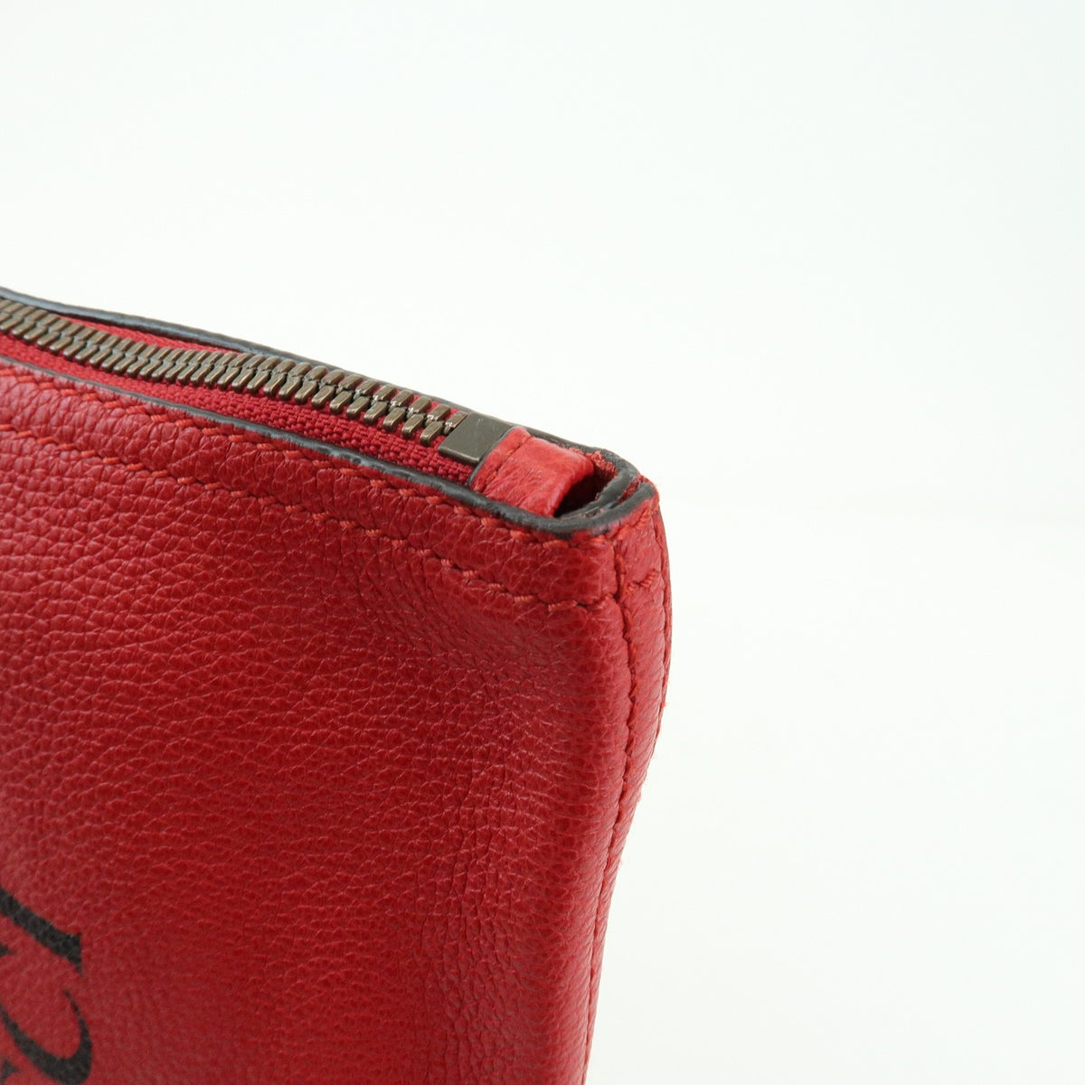 Gucci Logo Portfolio Printed Leather, Red, Leather, Clutch