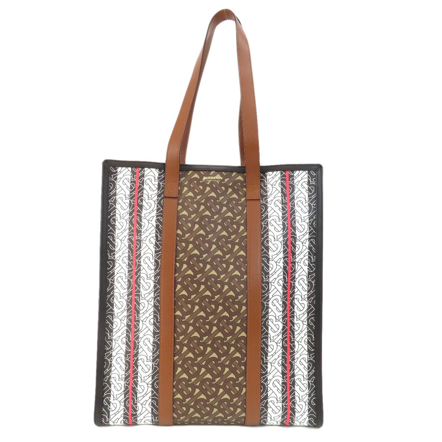 Burberry Stripe, Brown, Leather, tote