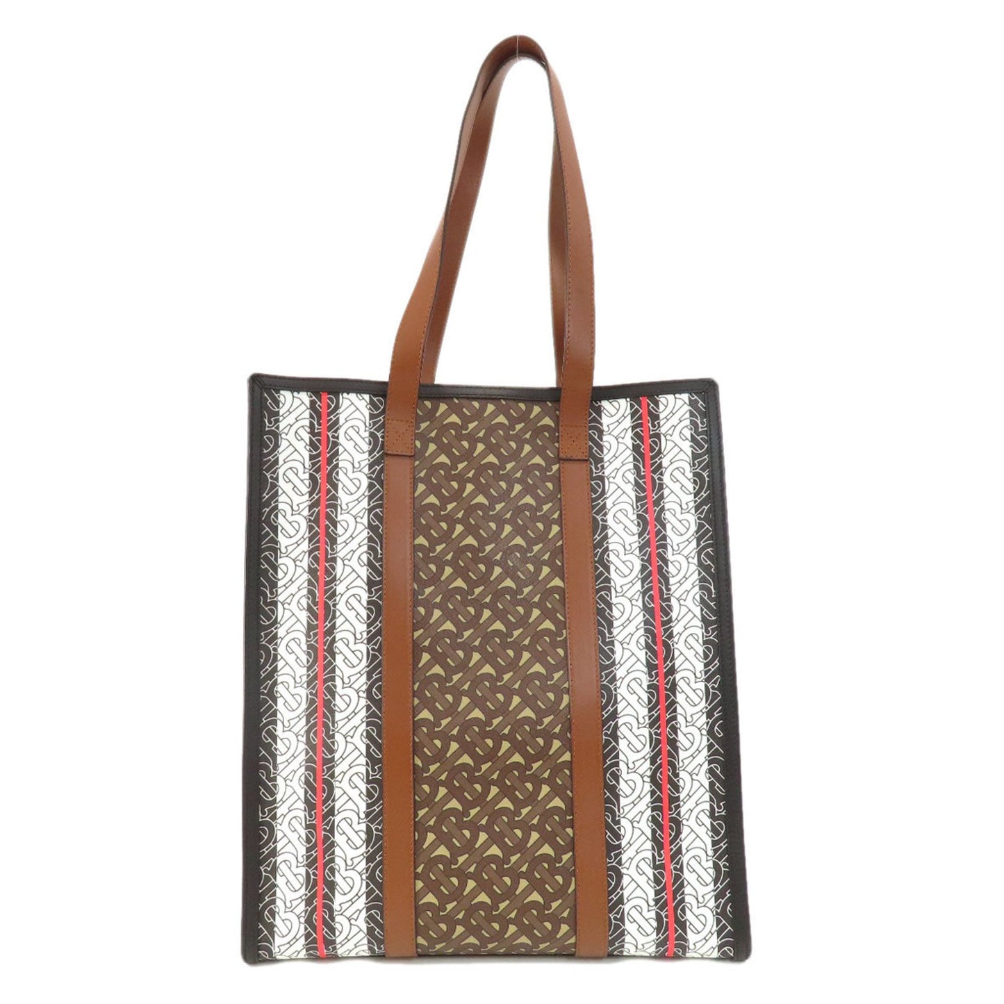 Burberry Stripe, Brown, Leather, tote