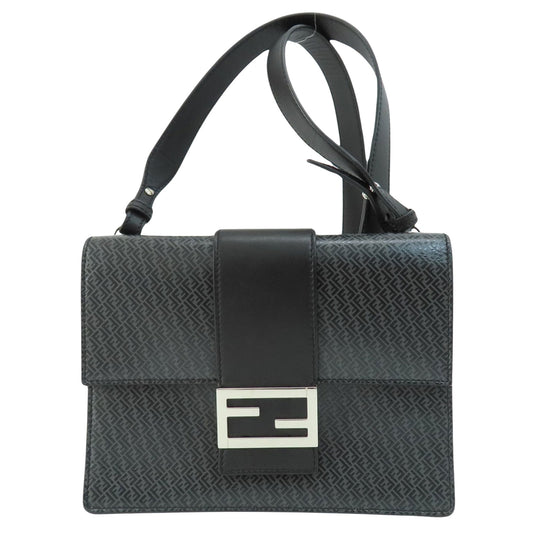 Fendi Zucca, Black, Leather, shoulder