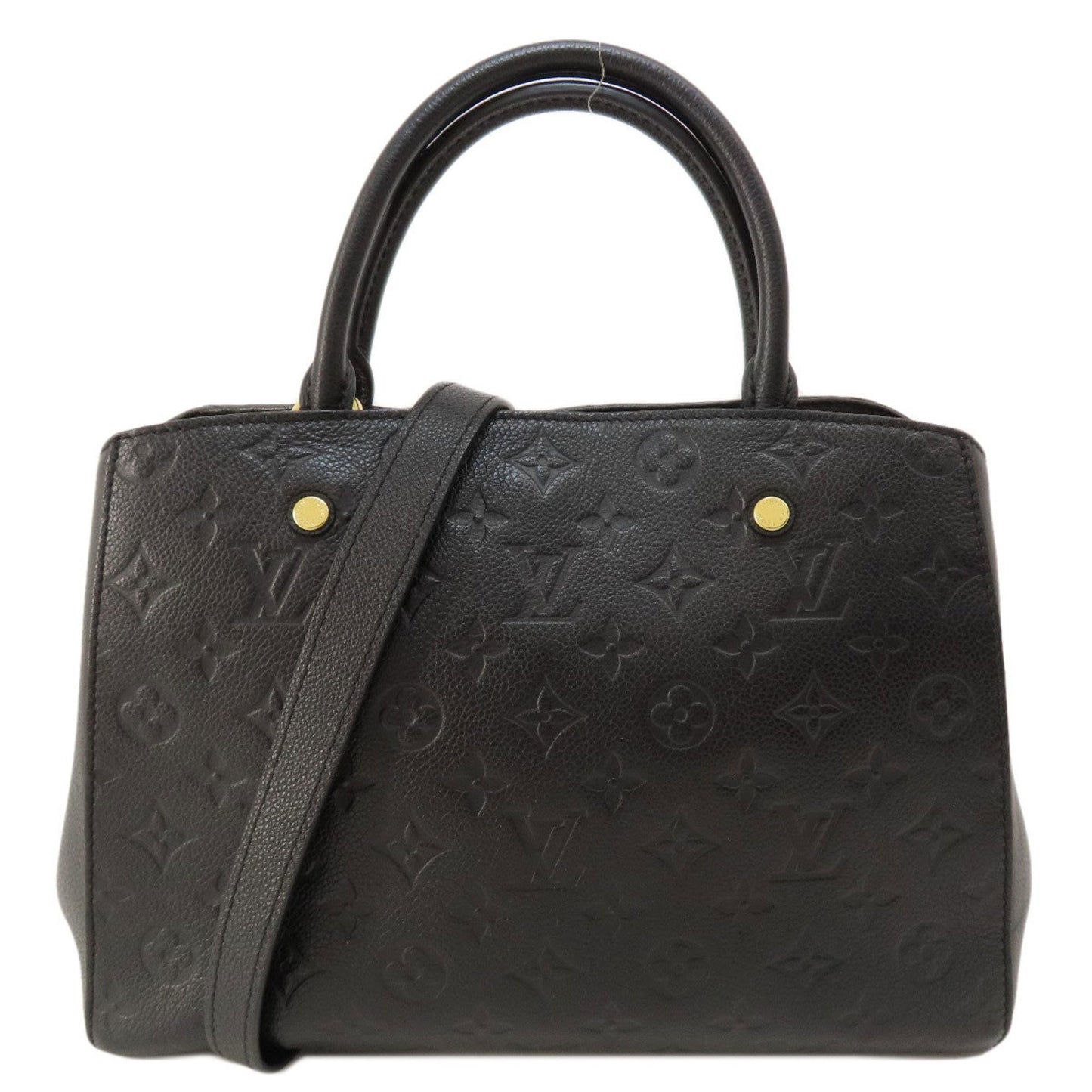 Louis Vuitton Montaigne, Black, Leather, handbag