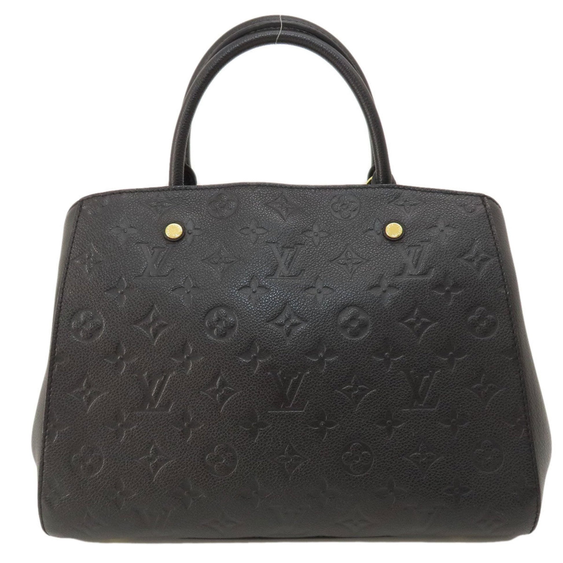 Louis Vuitton Montaigne, Black, Leather, handbag