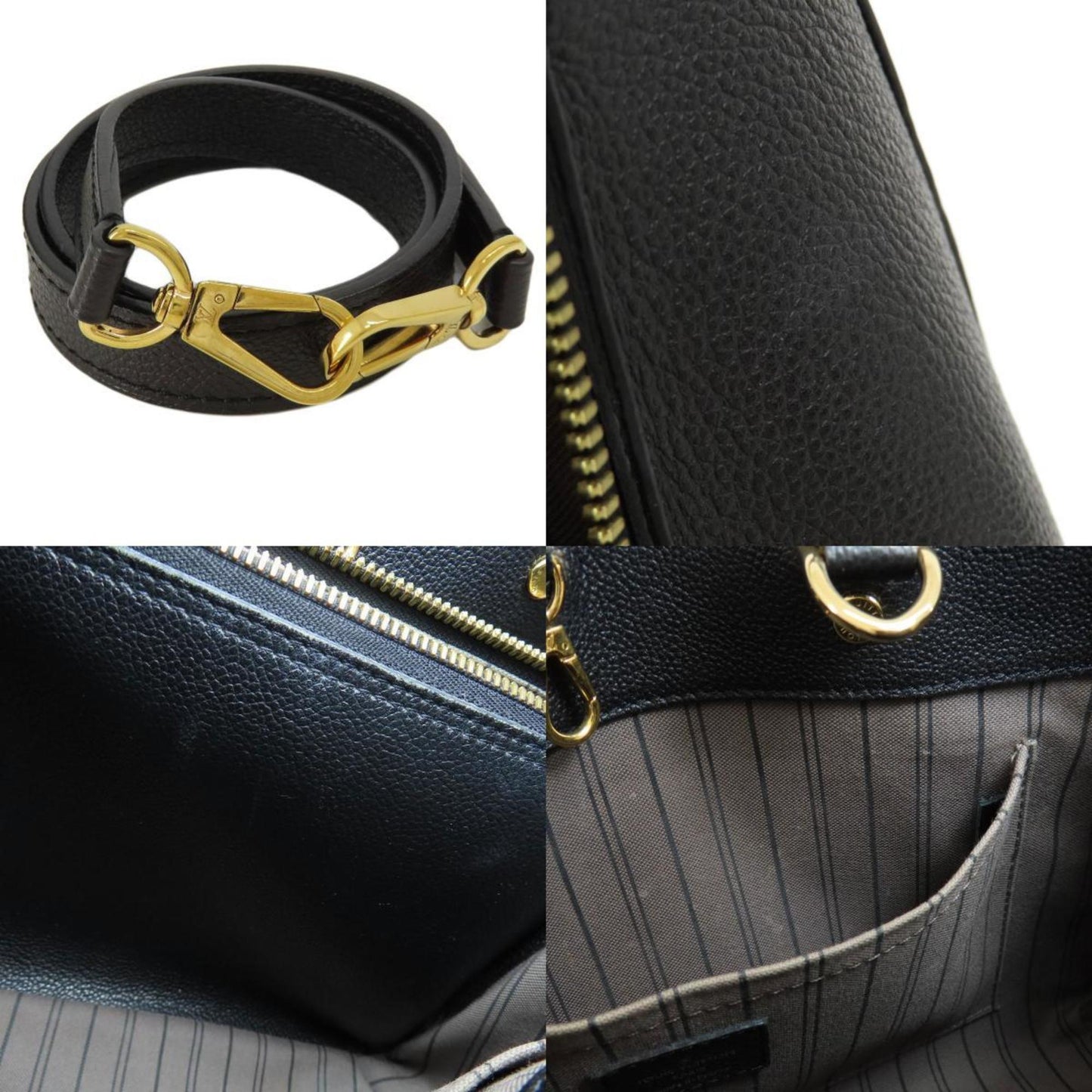 Louis Vuitton Montaigne, Black, Leather, handbag