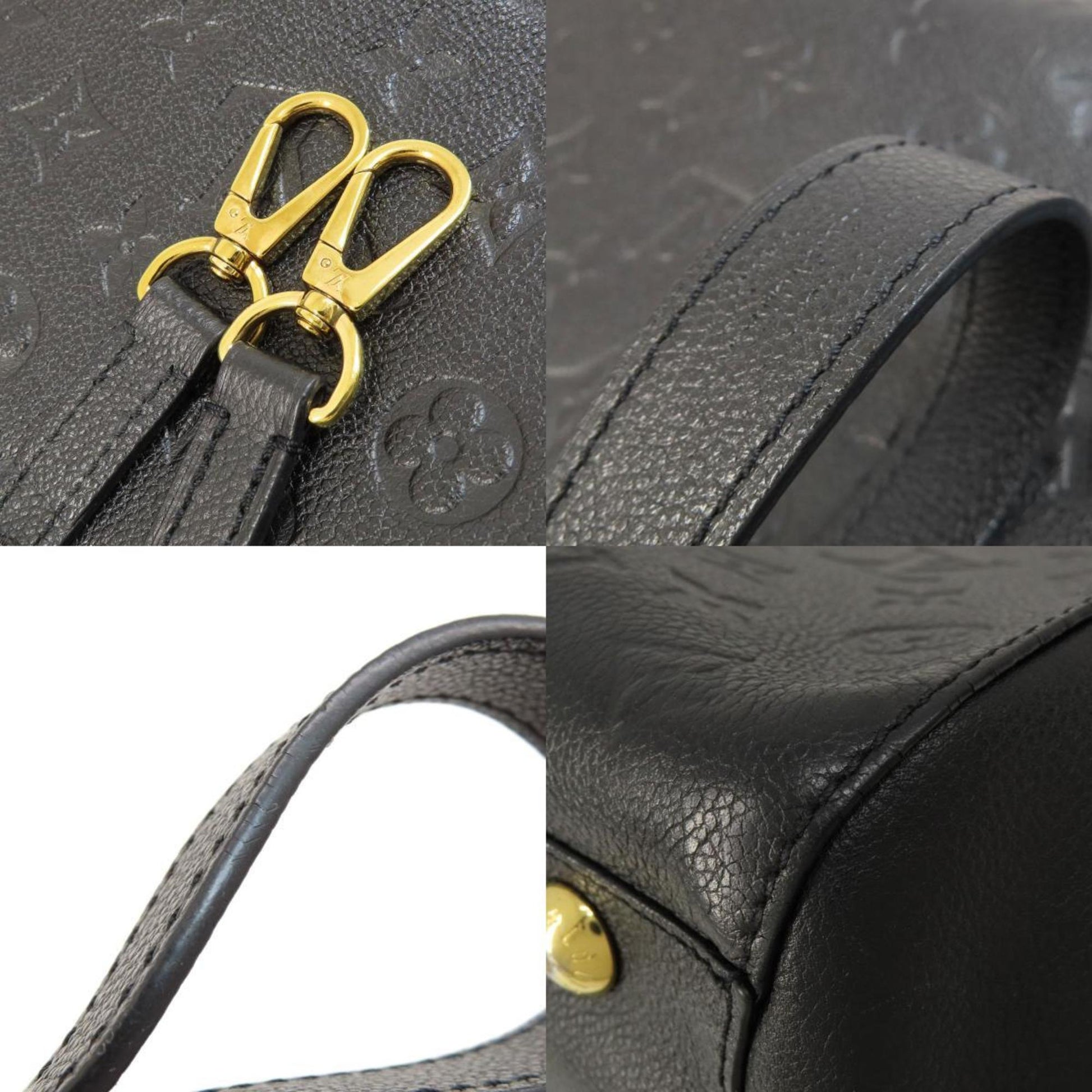 Louis Vuitton Montaigne, Black, Leather, handbag