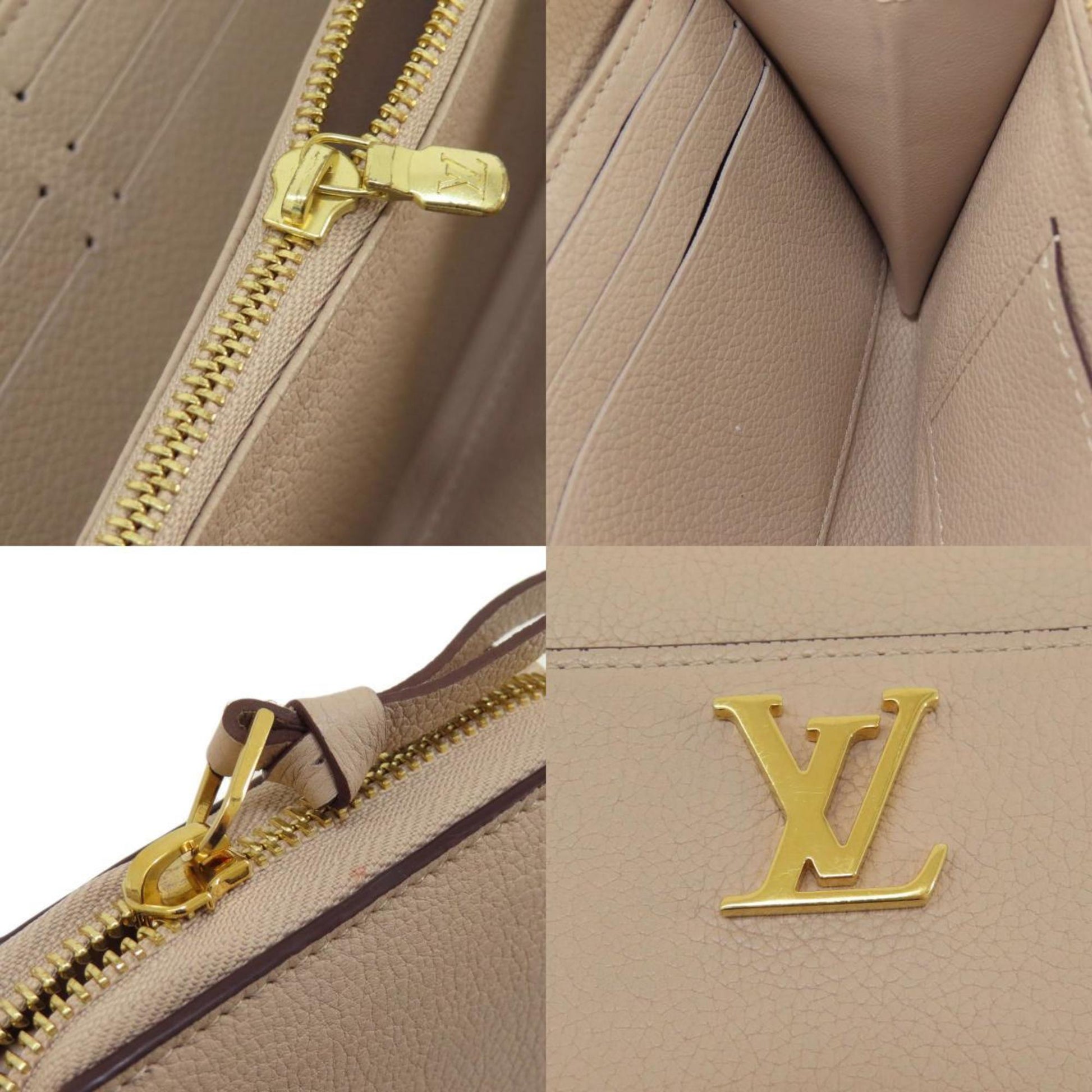 Louis Vuitton Zippy Lockme, Grey, Leather, wallet