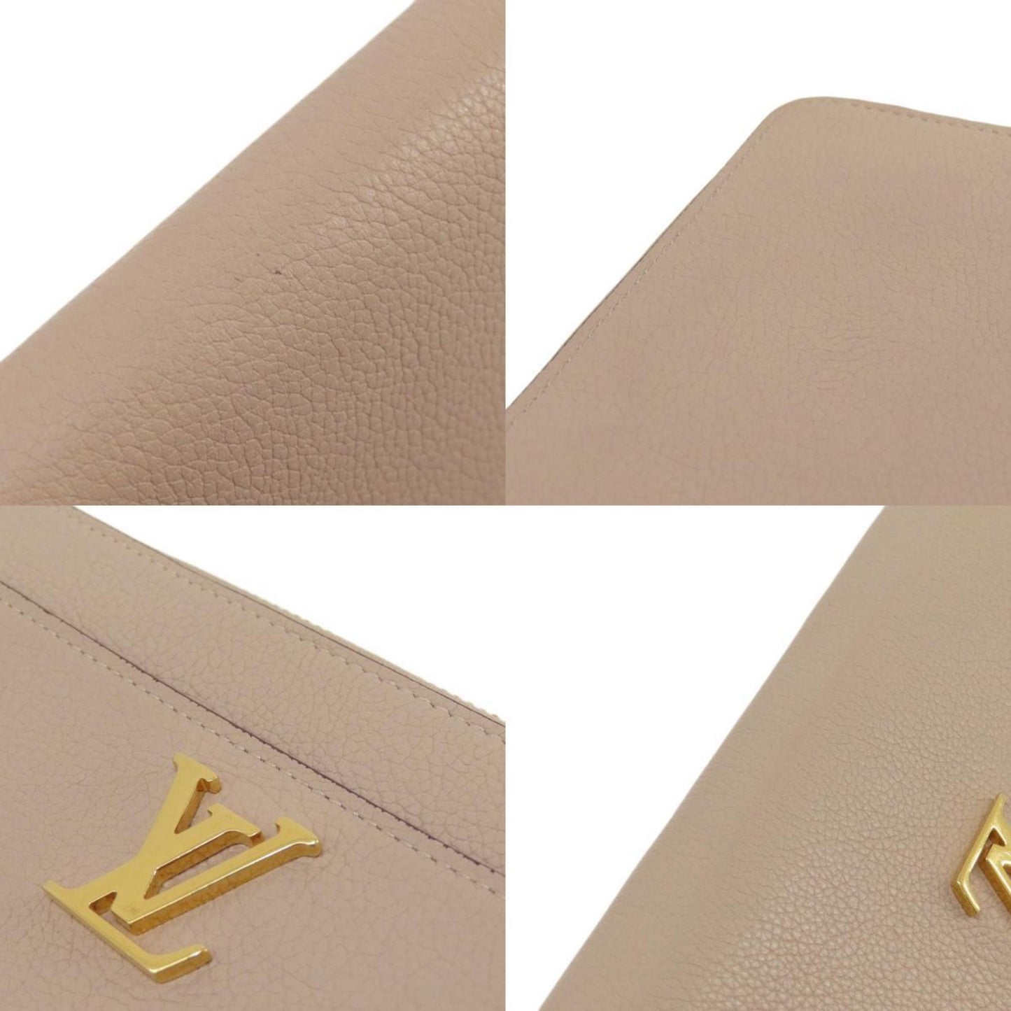 Louis Vuitton Zippy Lockme, Grey, Leather, wallet