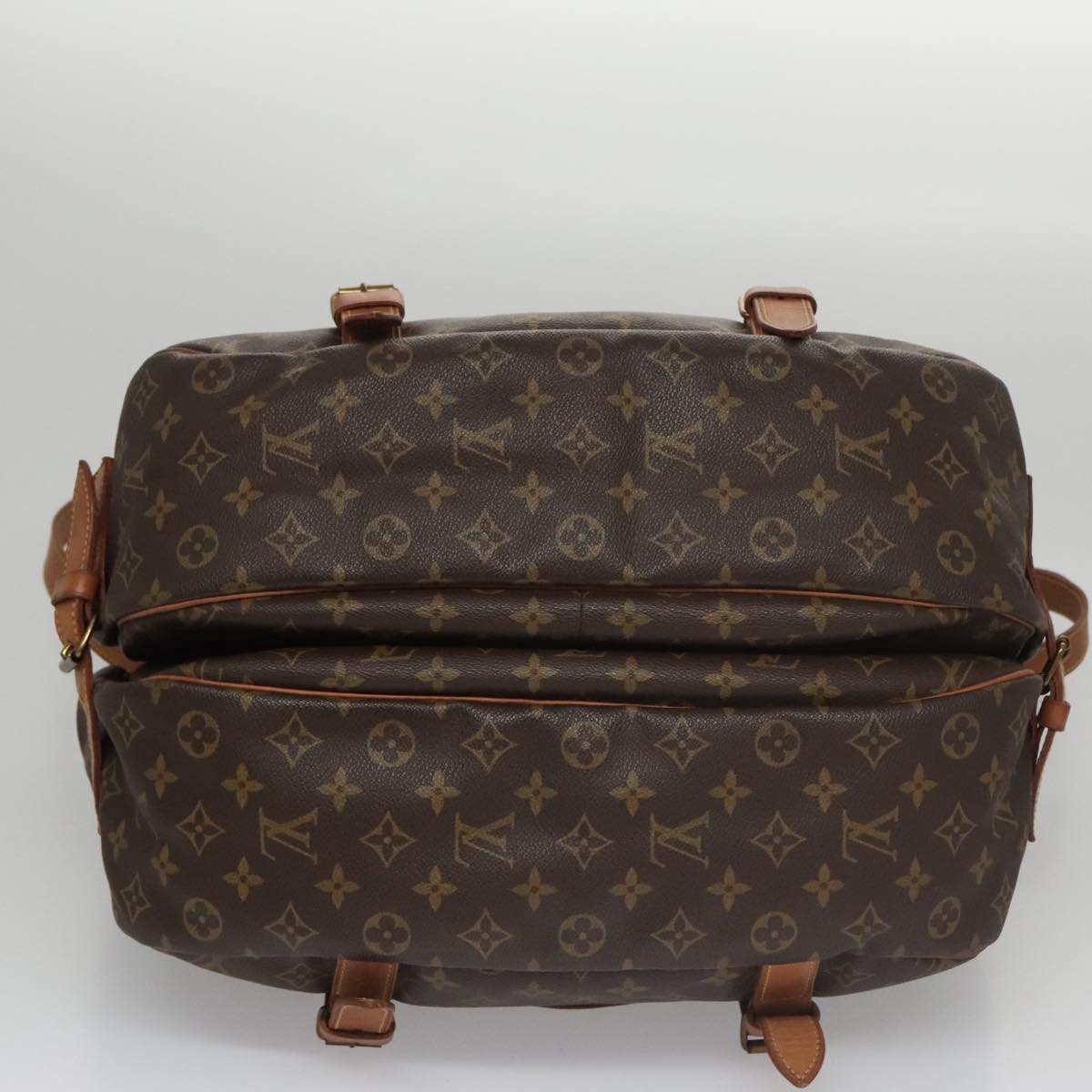 Louis Vuitton Saumur 43, Brown, Canvas, shoulder