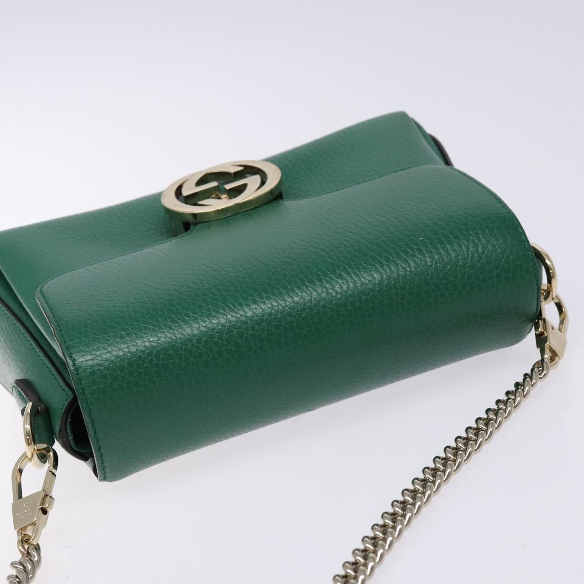 Gucci Interlocking G, Green, Leather, shoulder