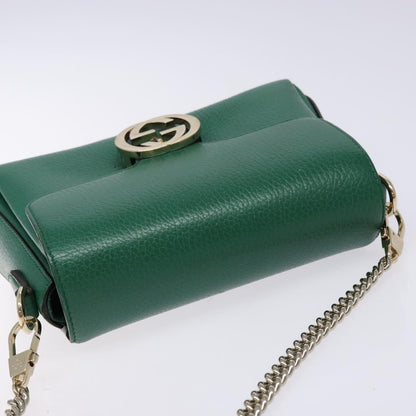 Gucci Interlocking G, Green, Leather, shoulder