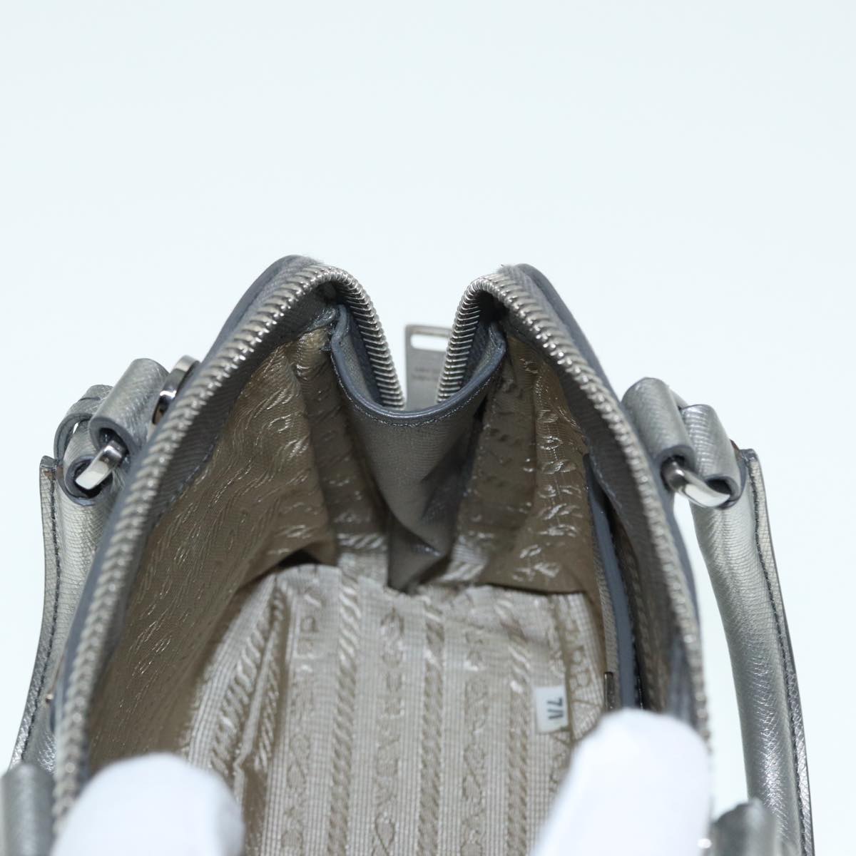 Prada Promenade, Silver, Leather, handbag