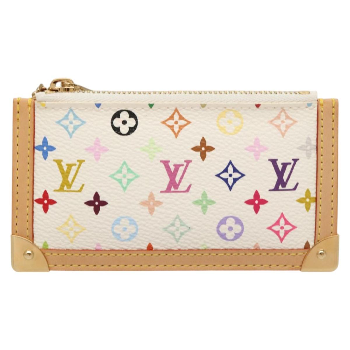 Louis Vuitton Pochette Clés, White, Canvas, wallet