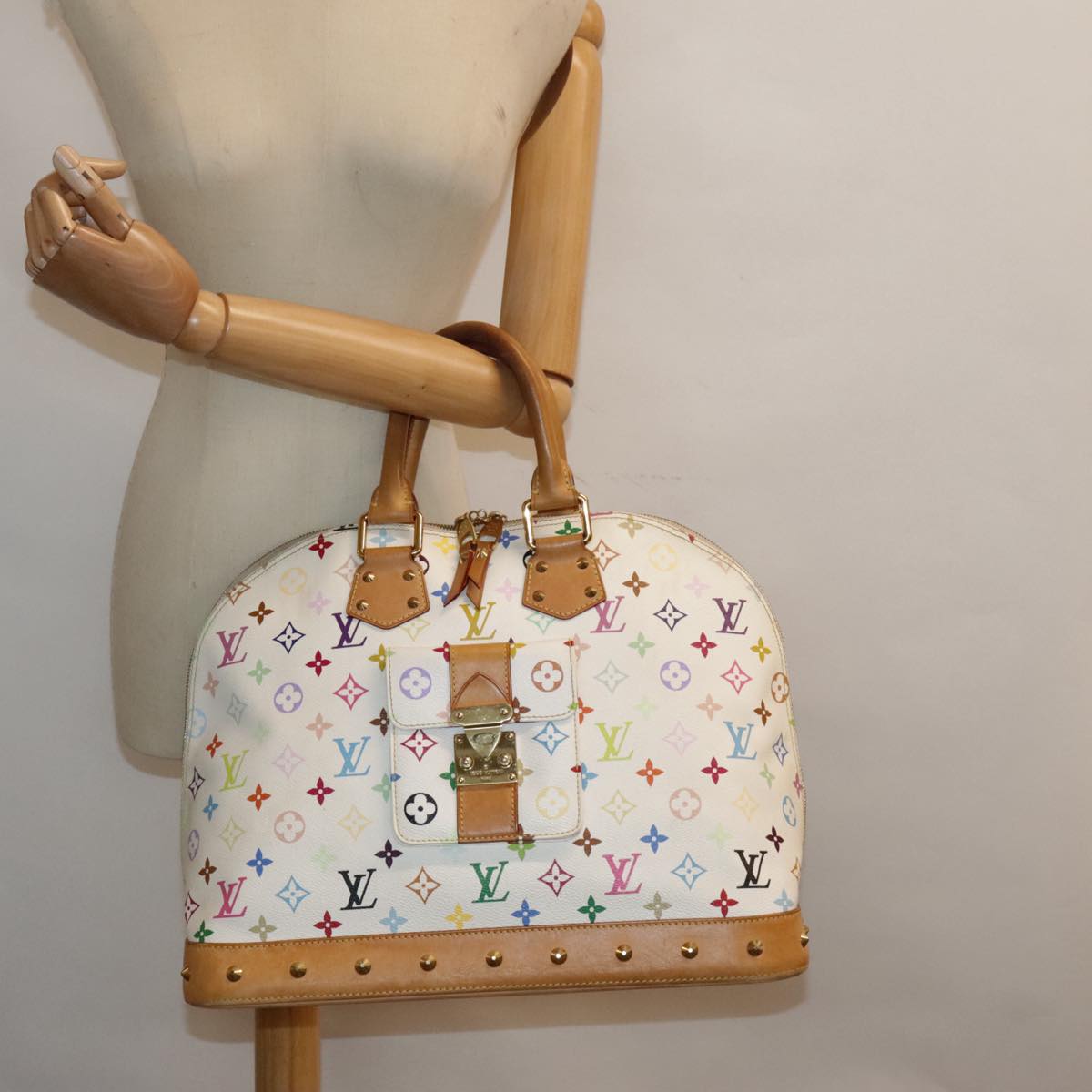 Louis Vuitton Alma, White, Canvas, handbag