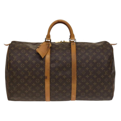 Louis Vuitton Keepall 55, Brown, "CANVAS, LEATHER", travel