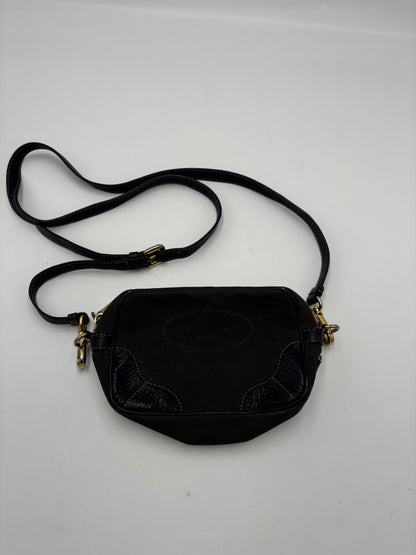 Prada Mini Zip Crossbody Bag Canvas and Leather, Brown, Canvas, Backpack