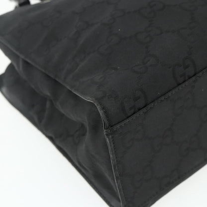 Gucci Vintage Bamboo Handle Tote GG Canvas, Black, Canvas, Tote Bag