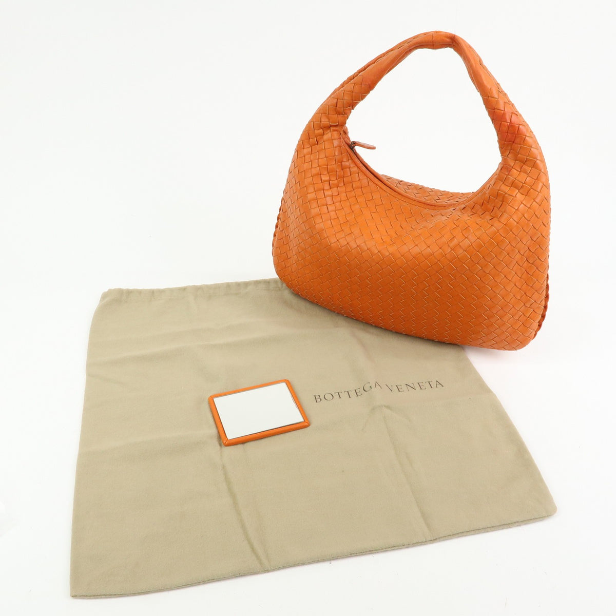 Bottega Veneta Veneta Hobo Intrecciato Nappa, Orange, Leather, Shoulder Bag