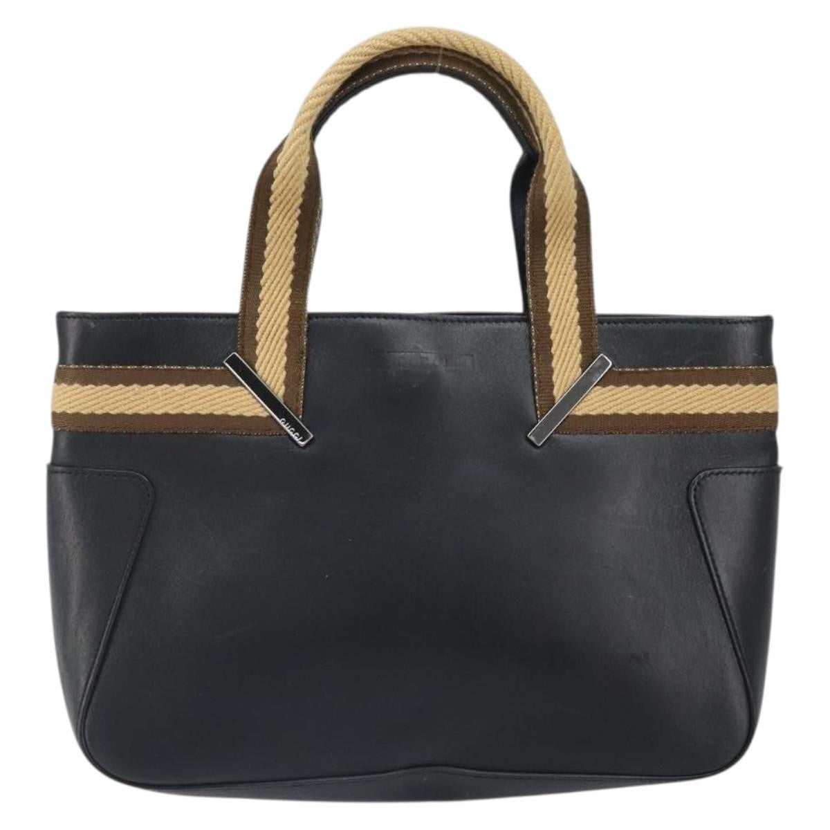 Gucci Vintage Web Tote Leather, Black, Leather, Tote Bag