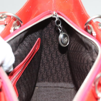 Christian Dior Vintage Lady Dior Patent Patent leather, "red + Silver", Patent Leather, Handbag