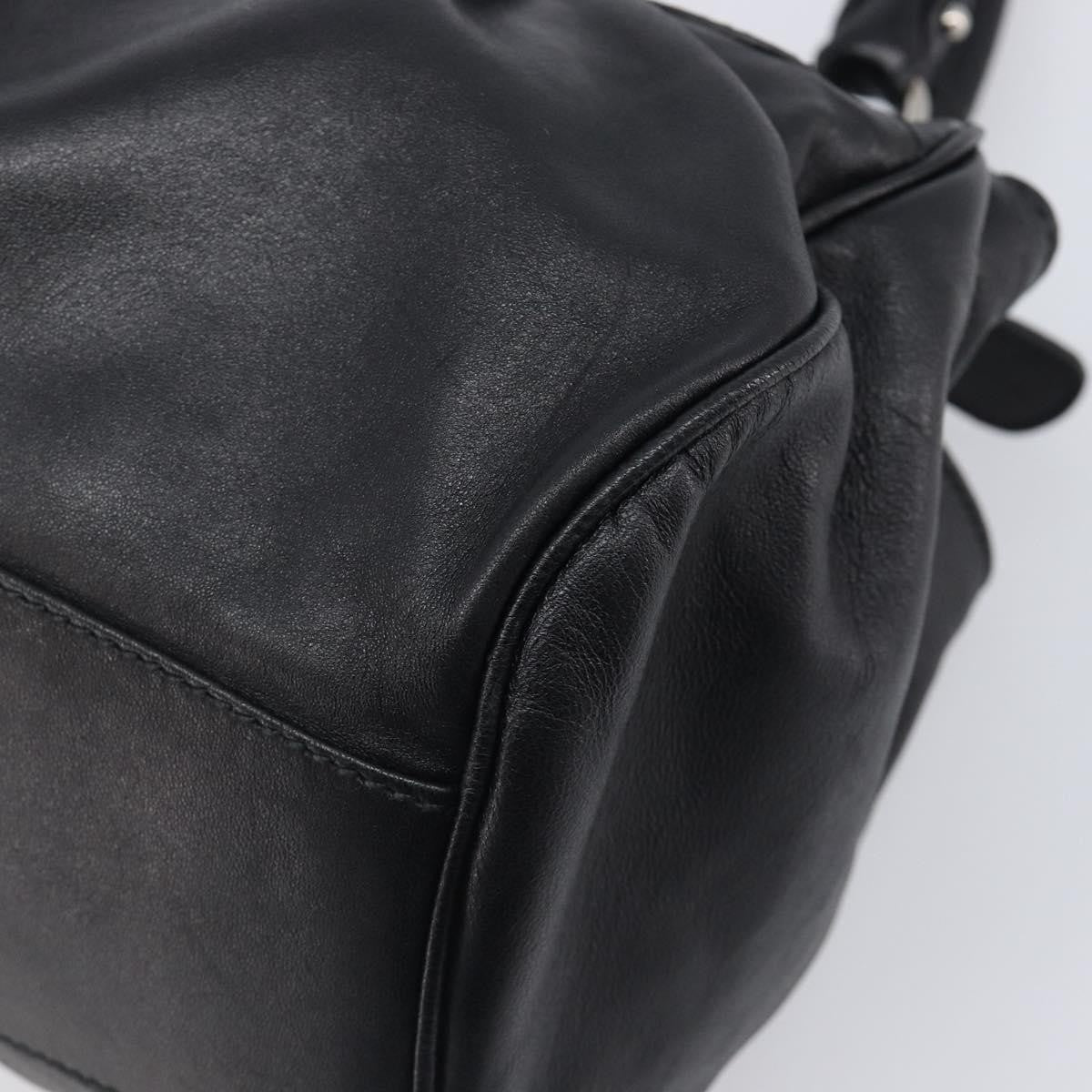 Salvatore Ferragamo Gancini Leather, Black, Leather, Handbag