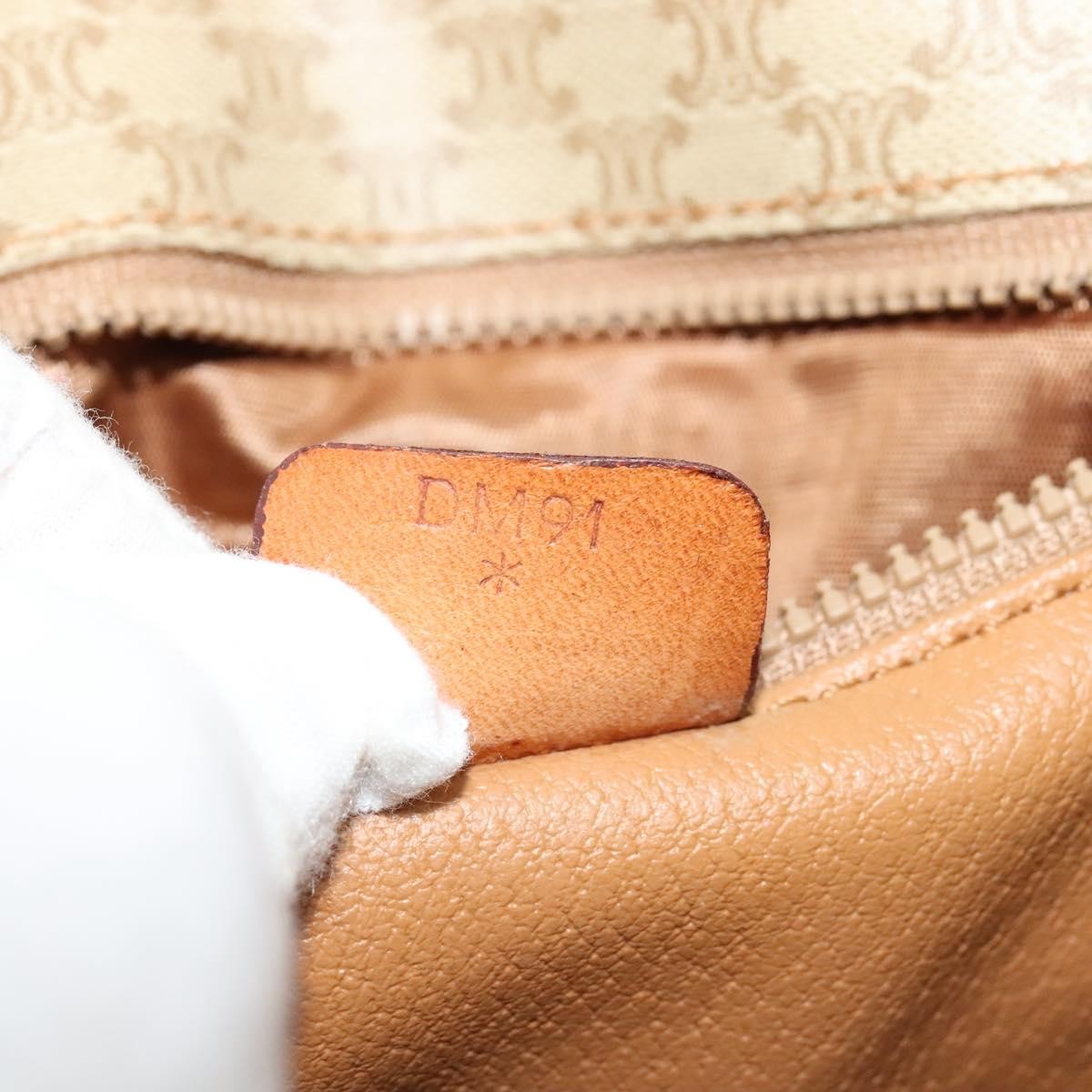 Celine Vintage Macadam Canvas and Leather, Beige, Canvas, Shoulder Bag