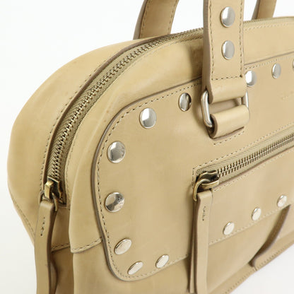 Celine Bowling Leather, Beige, Leather, Handbag