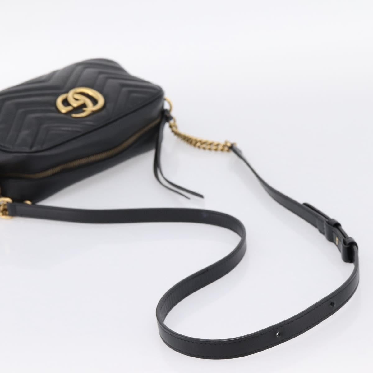 Gucci GG Marmont Monochrome Matelasse Leather, Black, Leather, Shoulder Bag