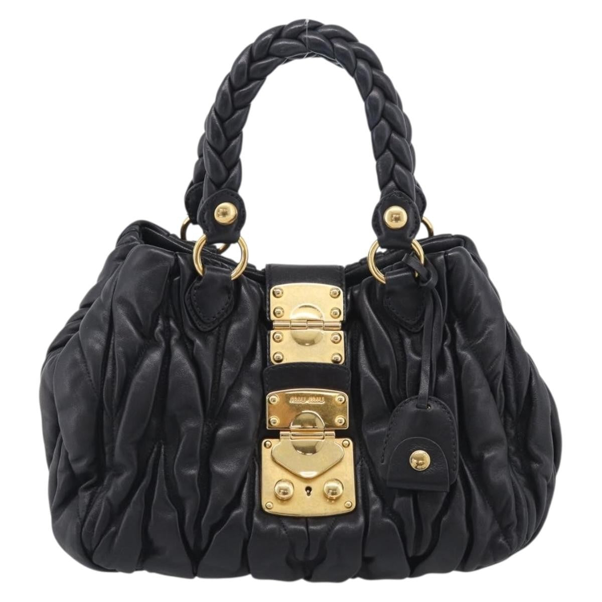 Miu Miu Coffer Convertible Satchel Matelasse Leather, Black, Leather, Handbag