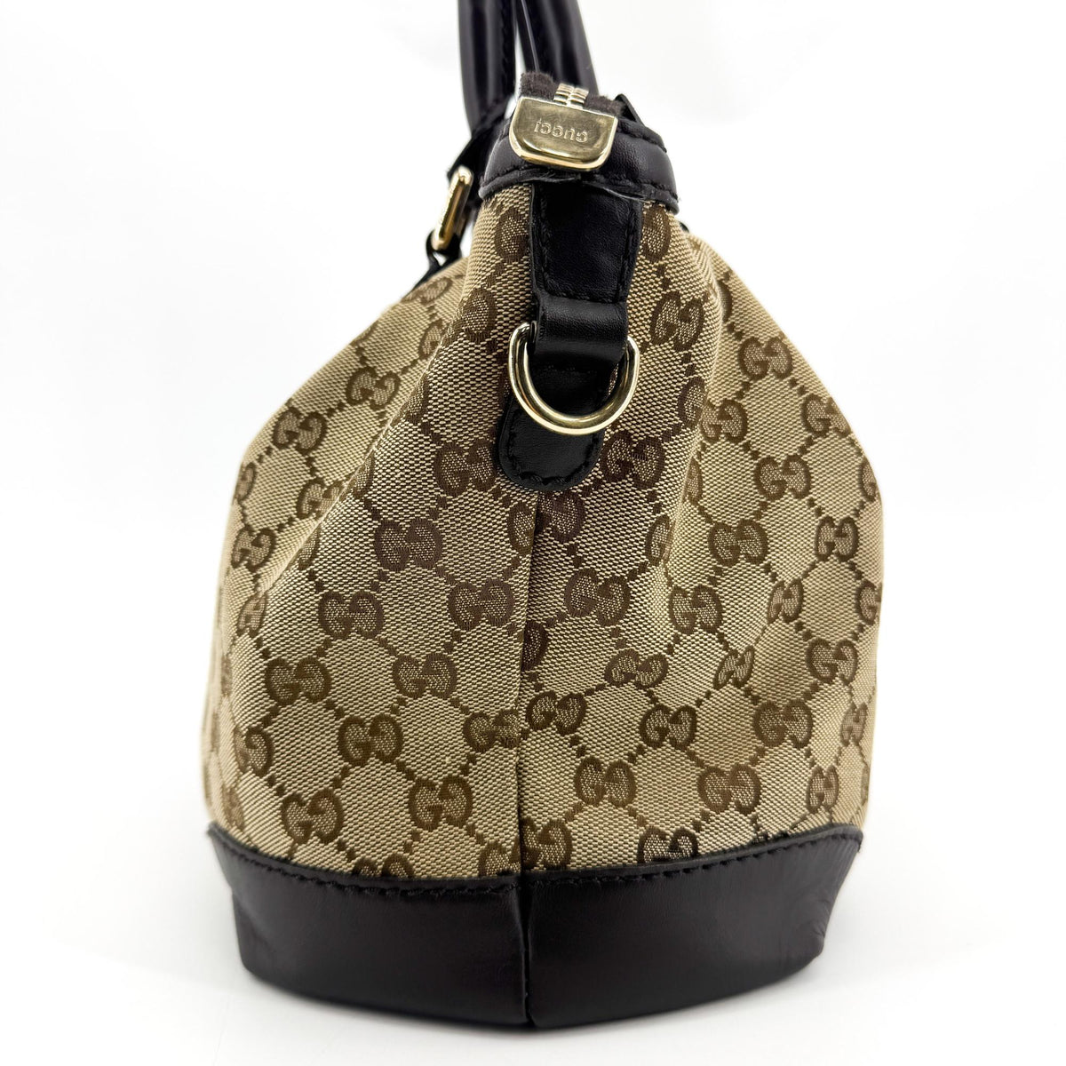 Gucci Sukey Top Handle Satchel GG Canvas with Leather, Brown, Canvas, Handbag