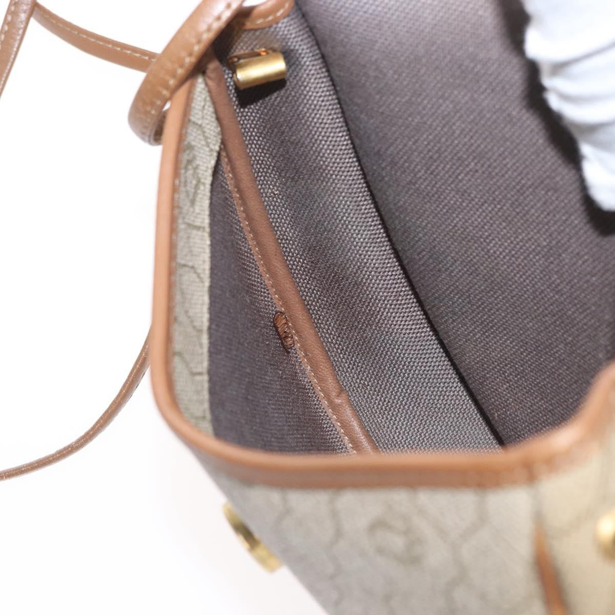 Christian Dior Vintage Honeycomb Flap Canvas and Leather, Beige, Canvas, Shoulder Bag