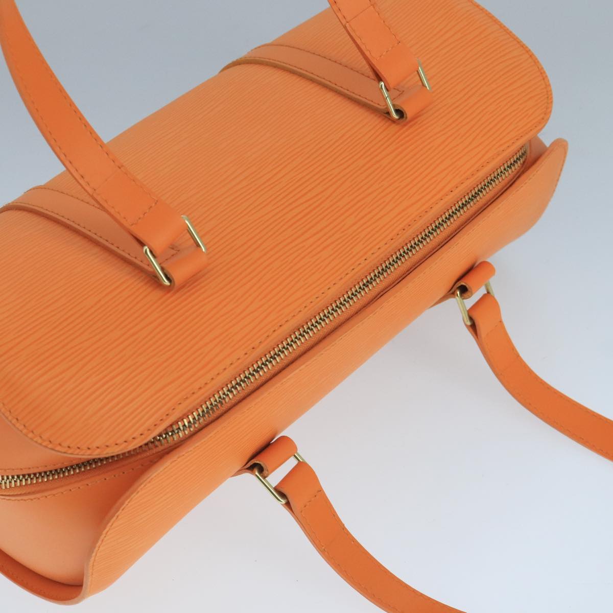 Louis Vuitton Soufflot, Orange, Leather, handbag