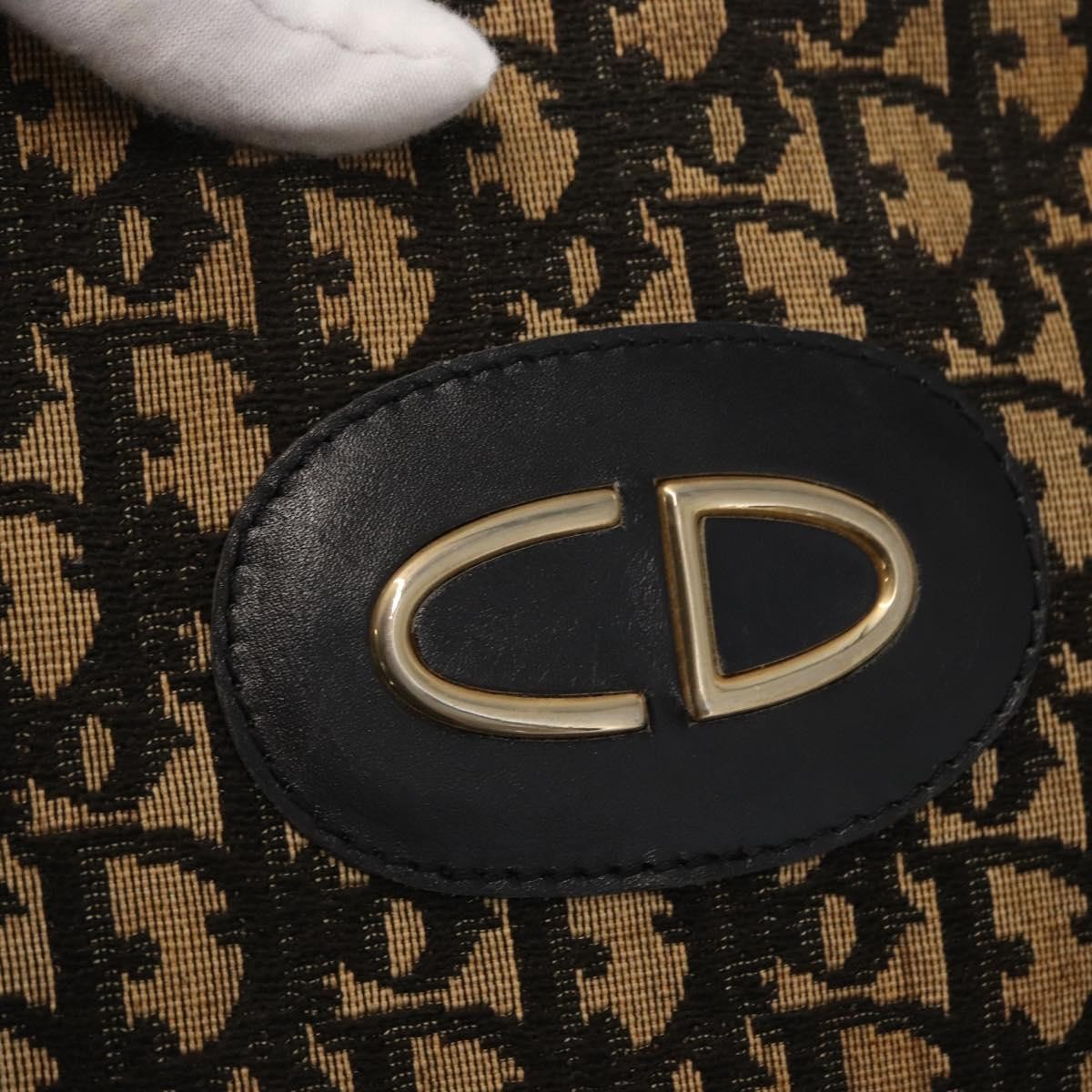 Christian Dior Vintage Trotter Romantique Boston Diorissimo Coated Canvas, Navy, Canvas, Shoulder Bag
